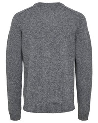 dunkelgrauer Pullover mit einem Rundhalsausschnitt von Selected Homme