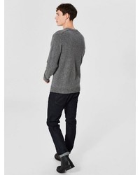 dunkelgrauer Pullover mit einem Rundhalsausschnitt von Selected Homme