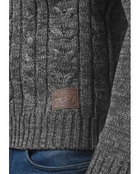 dunkelgrauer Pullover mit einem Rundhalsausschnitt von Solid