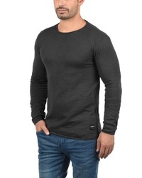 dunkelgrauer Pullover mit einem Rundhalsausschnitt von Solid