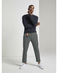 dunkelgrauer Pullover mit einem Rundhalsausschnitt von Tom Tailor Denim