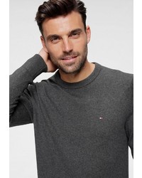 dunkelgrauer Pullover mit einem Rundhalsausschnitt von Tommy Hilfiger