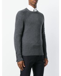 dunkelgrauer Pullover mit einem Rundhalsausschnitt von Thom Browne