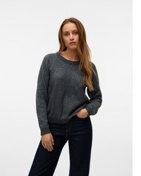 dunkelgrauer Pullover mit einem Rundhalsausschnitt von Vero Moda
