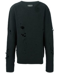 dunkelgrauer Pullover mit einem Rundhalsausschnitt von Yeezy