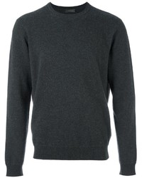 dunkelgrauer Pullover mit einem Rundhalsausschnitt von Z Zegna