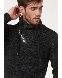 dunkelgrauer Pullover mit einem Schalkragen von Cipo & Baxx