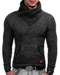 dunkelgrauer Pullover mit einem Schalkragen von INDICODE