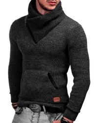 dunkelgrauer Pullover mit einem Schalkragen von INDICODE