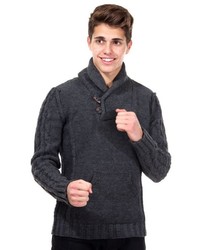 dunkelgrauer Pullover mit einem Schalkragen von R-NEAL