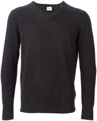 dunkelgrauer Pullover mit einem V-Ausschnitt von Aspesi