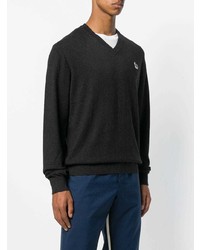 dunkelgrauer Pullover mit einem V-Ausschnitt von Ps By Paul Smith