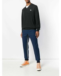 dunkelgrauer Pullover mit einem V-Ausschnitt von Ps By Paul Smith