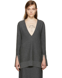 dunkelgrauer Pullover mit einem V-Ausschnitt von Calvin Klein Collection