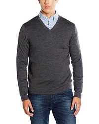 dunkelgrauer Pullover mit einem V-Ausschnitt von Calvin Klein
