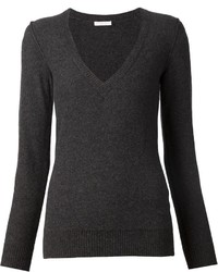 dunkelgrauer Pullover mit einem V-Ausschnitt von Chloé