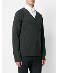 dunkelgrauer Pullover mit einem V-Ausschnitt von Lanvin