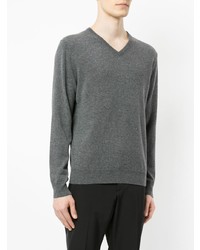 dunkelgrauer Pullover mit einem V-Ausschnitt von Gieves & Hawkes