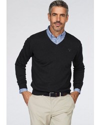 dunkelgrauer Pullover mit einem V-Ausschnitt von Gant