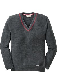 dunkelgrauer Pullover mit einem V-Ausschnitt von Giesswein