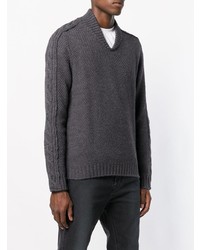 dunkelgrauer Pullover mit einem V-Ausschnitt von Nuur