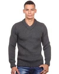 dunkelgrauer Pullover mit einem V-Ausschnitt von R-NEAL