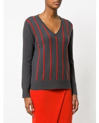 dunkelgrauer Pullover mit einem V-Ausschnitt von Cashmere In Love