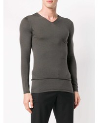 dunkelgrauer Pullover mit einem V-Ausschnitt von Rick Owens