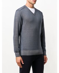 dunkelgrauer Pullover mit einem V-Ausschnitt von CP Company