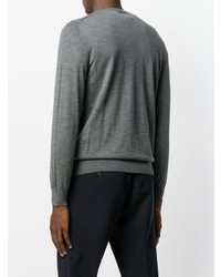 dunkelgrauer Pullover mit einem V-Ausschnitt von Z Zegna