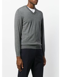 dunkelgrauer Pullover mit einem V-Ausschnitt von Z Zegna