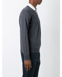 dunkelgrauer Pullover mit einem V-Ausschnitt von Canali
