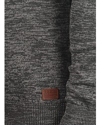 dunkelgrauer Pullover mit einem zugeknöpften Kragen von BLEND