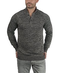 dunkelgrauer Pullover mit einem zugeknöpften Kragen von BLEND