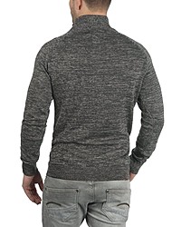 dunkelgrauer Pullover mit einem zugeknöpften Kragen von BLEND