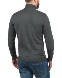dunkelgrauer Pullover mit einem zugeknöpften Kragen von BLEND