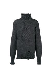 dunkelgrauer Pullover mit einem zugeknöpften Kragen von Maison Margiela