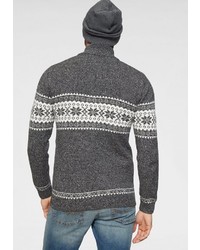 dunkelgrauer Pullover mit einem zugeknöpften Kragen von RHODE ISLAND