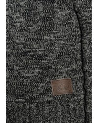 dunkelgrauer Pullover mit einem zugeknöpften Kragen von Solid