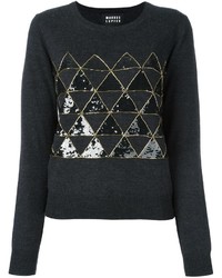 dunkelgrauer Pullover mit geometrischem Muster