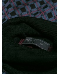 dunkelgrauer Rollkragenpullover mit Argyle-Muster von Prada