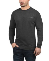 dunkelgrauer Samt Pullover mit einem Rundhalsausschnitt von BLEND