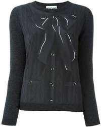 dunkelgrauer Seide Pullover mit einem Rundhalsausschnitt von Moschino