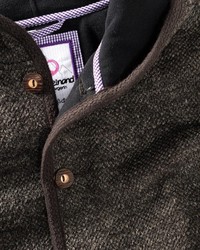 dunkelgrauer Strick Fleece-Pullover mit einem Kapuze von Sauba Beinand
