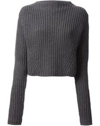 dunkelgrauer Strick kurzer Pullover