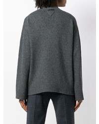dunkelgrauer Strick Oversize Pullover von Prada