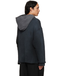 dunkelgrauer Strick Pullover mit einem Kapuze von Miharayasuhiro