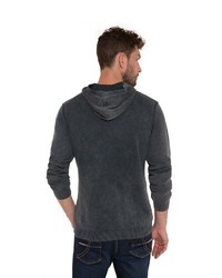 dunkelgrauer Strick Pullover mit einem Kapuze von Camp David