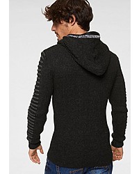 dunkelgrauer Strick Pullover mit einem Kapuze von Cipo & Baxx