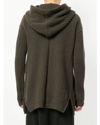 dunkelgrauer Strick Pullover mit einem Kapuze von Rick Owens